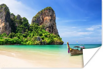 Produktbild von MuchoWow® Poster Strand - Meer - Thailand - Boot 120x80 cm - Bilder