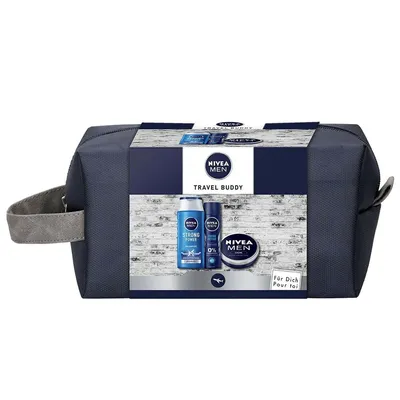 Produktbild von NIVEA MEN Cestovná darčeková súprava Travel Buddy s toaletnou taškou 550 ml