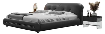 Immagine prodotto di Camera da letto con letto matrimoniale basso nero Letti imbottiti Mobili eleganti