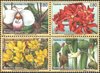 Produktbild von Briefmarken UNO - Genf 1996 Mi 288-291 Viererblock (kompl.Ausg.) FDC Gefährdete Pflanzen