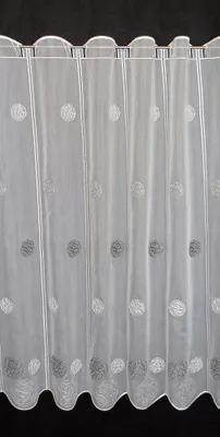 Produktbild von Gardinen Kranzusch Scheibengardine bestickte Kugeln 100x139,5 cm H/B weiß mit silber/anthrazit Bistrogardine Vorhang Küche 1er Pack