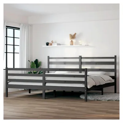 Produktbild von Kiefernholzbettgestell 200x200 cm, grau, mit Lattenrost