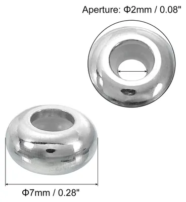 Produktbild von 20 Stš¹ck 7mmx2.0mm Einfš¹gegummi-Positionierungsperlen, Edelstahl verstellbare Schiebeperlen fš¹r die Schmuckherstellung Silber