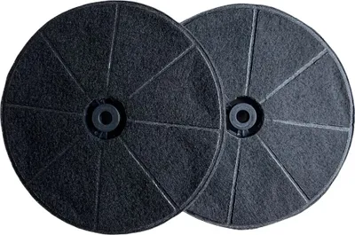 Two charcoal filters for a range hood, shown from a top-down perspective.