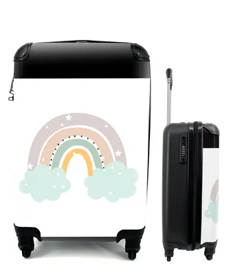 Produktbild von MuchoWow® Koffer Handgepäck Trolley Rollkoffer Kleine Reisekoffer mit 4 Rollen - Regenbogen - Sterne - Punkte - Wolken - Kinder - Cabin Size < 55x40x23 cm & 55x40x20 cm - Kinderkoffer - Kabinenkoffer - Boardgepäck - Reise-Box - Reisekoffer - Reisegepäck - Koffer mit Bild - Trolley für Kinder