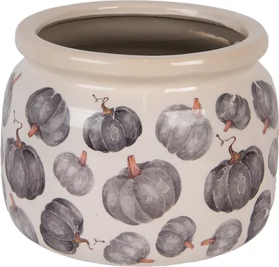 Image de Clayre & Eef Pot de fleurs Ø 20x15 cm Beige Gris Céramique Citrouille