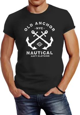 Produktbild von Herren T-Shirt gekreuzte Anker Old Anchor Nautical Neverless®  anthrazit 3XL