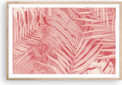 Produktbild von Gerahmtes Poster - Rahmen in heller Eiche - Rosa Blätter Palmen - 91,5x61 cm - Wand Bild - Wanddeko - Wandbilder - Kunstposter - Wandposter - Bilderrahmen - Bilder - Kunstdruck - P2NAA91x61-4745