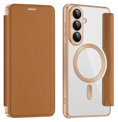 Obrázok produktu pre Puzdro na mobilný telefón MagSafe pre Samsung Galaxy S26 Plus z umelej kože s RFID ochranou, hnedé