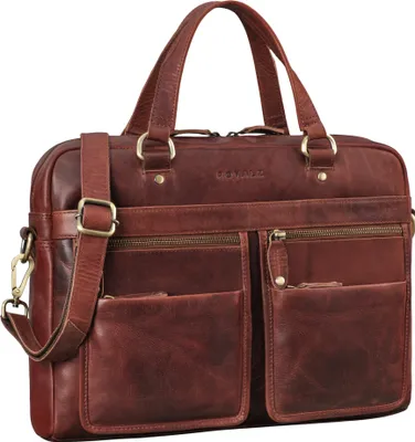 Produktbild von ROYALZ "San Francisco" flache Ledertasche Herren Echtleder Mittel-Groß – 13 - 14 Zoll  Laptoptasche Leder - perfekt als Aktentasche Bürotasche Businesstasche
