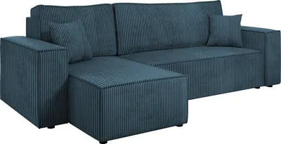 Produktbild von MIRJAN24 Ecksofa Karl Cord mit Bettkasten und Schlaffunktion, Seite universal, Rückenlehne in Form beweglicher Kissen (Farbe: Poso 05)