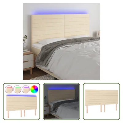 Produktbild von The Living Store LED Kopfteil Creme 180x5x118/128 cm Stoff