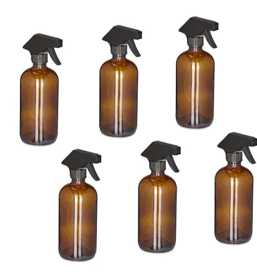 Image de Relaxdays - Lot de 6 vaporisateurs en verre, 500 ml, jet fin et jet puissant, pour les soins capillaires, le nettoyage et les plantes, marron