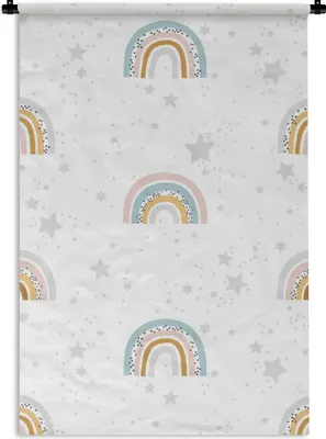 Produktbild von MuchoWow® Wandteppich Wandbehang Muster - Regenbogen - Pastell 120x180 cm Tapisserie Dekoration Wandtuch - Schlafzimmer - Dekorationen für das Haus