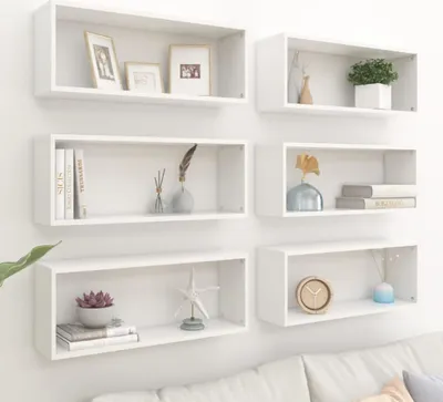 Immagine prodotto di vidaXL Mensole a cubo 6 pz. Bianco 60x15x23 cm Materiale a base di legno - Mensole a muro