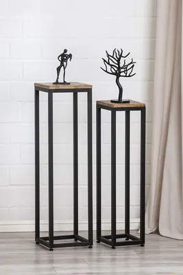 Produktbild von Gilde 2er Set, Deko-Säule, quadratisch, Metall, braun, schwarz, VE 1, L. 25 cm, B. 25 cm, H. 90 cm 68762 4063387687628
