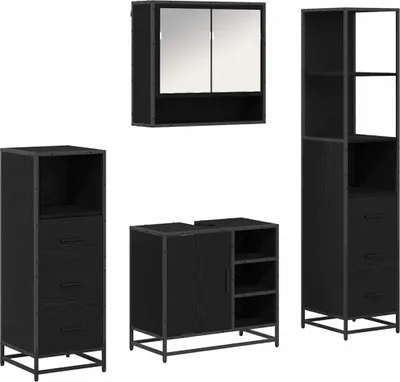 Immagine prodotto di vidaXL Set di mobili da bagno 4 pezzi in rovere nero a base di legno