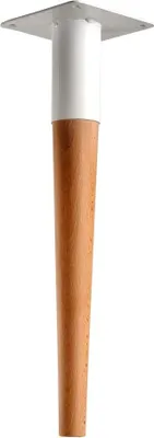 Produktbild von Hettich Möbelfuß 5,0 x 42 cm Buche/Stahl weiß - 1 Stück
