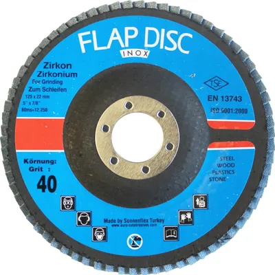 Produktbild von Fächerschleifscheibe Ø 125 x 22,2 mm, K-40, Zirkonkorund