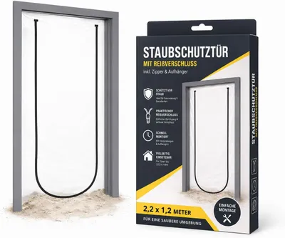 Productafbeelding van Stofbeschermingsfoliedeur, 110 x 220 cm – Extra stevige constructiedeur met rits en eenvoudig comfortabel hang- en sluitsysteem, ideaal voor renovaties