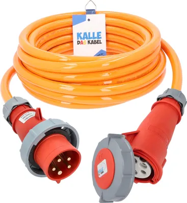 Produktbild von Kalle Verlängerungskabel CEE 400V 32A 6,0mm² Phasenwender Extreme Signal Orange Aquasafe IP67 40 Meter
