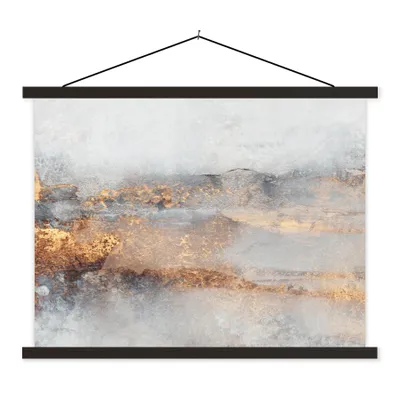 Produktbild von MuchoWow® Textilposter Nebel - Gold - Abstrakt 60x45 cm mit schwarzem Rahmen - Poster Schlafzimmer