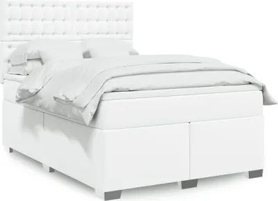 Productafbeelding van Maison Exclusive - Boxspringbed met matras, wit, 140x200 cm, kunstleer