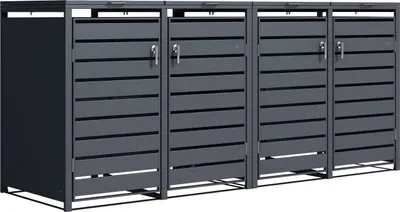 Immagine prodotto di AXI Lucas Copribidone Spazzatura in metallo Grigio - Copri Bidone Spazzatura 4 contenitore - Max. 240L - Copribidone Spazzatura Esterno con eccellente ventilazione