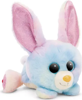 Produktbild von NICI GLUBSCHIS Kuscheltier Hase Rainbow Candy 25cm liegend - Flauschiges Stofftier mit großen, niedlichen Glitzeraugen, Plüschtier für Schmusetierliebhaber - 49740