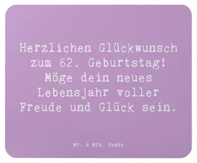 Produktbild von Mr. & Mrs. Panda Mauspad Spruch 62. Geburtstag - Lavendeltraum - Geschenk, pc, Geburtstagsgeschenk, handgefertigt, laptop, mousepad, Mouse Pad, liebevoll, Jubiläum
