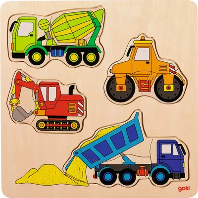 Immagine prodotto di goki 57901 Puzzle a intarsio veicoli da costruzione, colorato