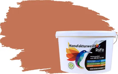 Produktbild von RyFo Colors Bunte Wandfarbe Manufakturweiß Terracotta 10l - weitere Orange Farbtöne und Größen erhältlich, Deckkraft Klasse 1, Nassabrieb Klasse 1