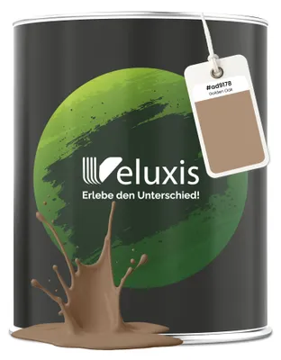 Produktbild von Wandfarbe Beige Braun Gold Matt Innenfarbe – Deckkraft Klasse 1, VOC-frei, Ohne Grundierung, Tropfarm – Wohnzimmer & Schlafzimmer – 1L – Veluxis (Golden Oak)