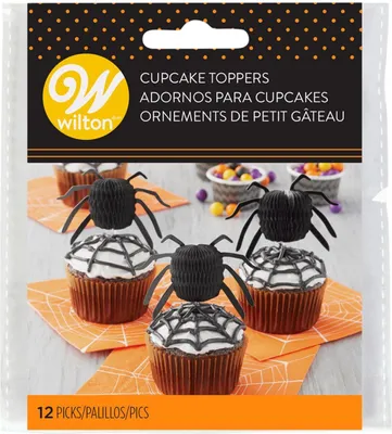 Produktbild von Wilton Cupcake Topper/ Treat Picks Halloween Waben-Spinne 12 St