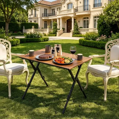 Produktbild von Strandtisch, Outdoor-Tisch mit großer Tischplatte, Camping-Klapptisch, Picknick- & Balkontisch, leicht und tragbar für Garten, Strand & Terrasse