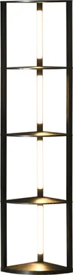 Produktbild von LED Standleuchte, Eckregal, dimmbar, 4 Ablagen, warmweißes Licht, 41x30x164cm, Schwarz