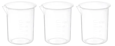 3er-Set Messbecher 50 ml, Polypropylen, mit Ausguss, transparent