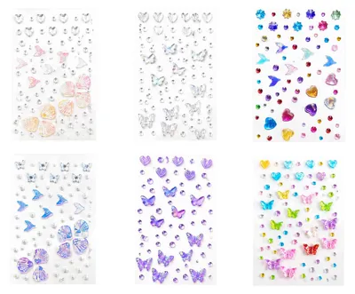 Productafbeelding van Zelfklevende glitterstenen - 6 vellen met zeemeerminstickers - knutselaccessoires - meerkleurig