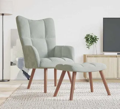 Obrázok produktu pre vidaXL Relaxačné kreslo s taburetkou Light Grey Velvet