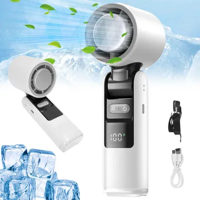 Obrázek produktu pro Ruční ventilátor, přenosný skládací ventilátor, mini ventilátor, ventilátor na krk, 1–199 rychlostí, s funkcí chlazení, USB ventilátor