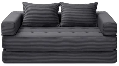 Produktbild von HOMMPA Faltbares Schlafsofa umwandelbarer 5-in-1 Sofa Bett Sofa Schlafsessel mit Kissen Schlafcouch Bodensofa-Lounge Gästebett, Grau 180x148cm