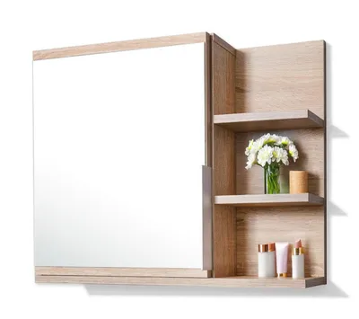 Produktbild von Spiegelschrank 60x50 Sonoma Eiche, Badezimmerschrank mit Ablagen, Badezimmerspiegel, Hängeschrank - Recht