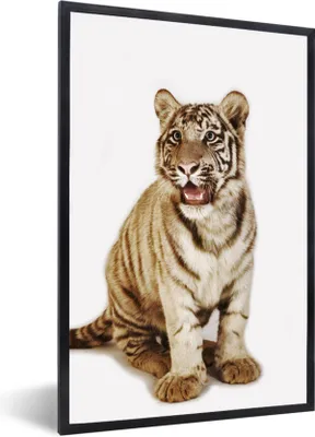 Produktbild von MuchoWow® Gerahmtes Poster Jungtier - Tier - Tiger 60x90 cm - Poster mit Schwarzem Bilderrahmen Wandposter Rahmen Foto Bilder - Kunst