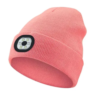 Produktbild von LED Mütze mit Licht, Beleuchtete Mütze Aufladbar USB für Männer und Frauen, Einstellbare Helligkeit Stirnlampe Winter Beanie Mütze mit Licht, Uni Winter Wärmer Strickmütze mit Licht.Farbe:Rosa