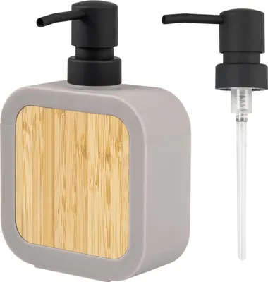Produktbild von eluno Seifenspender für 300 ml Flüssigseife, mit Bambus und Kratzschutz, taupe