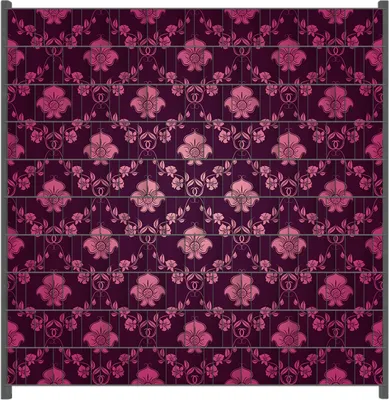 Produktbild von Wallario Zaunsichtschutz mit Motiv Blumenmuster Damast in pink lila für Ein- und Doppelstabmatten Zäune in der Größe 200 x 200 cm