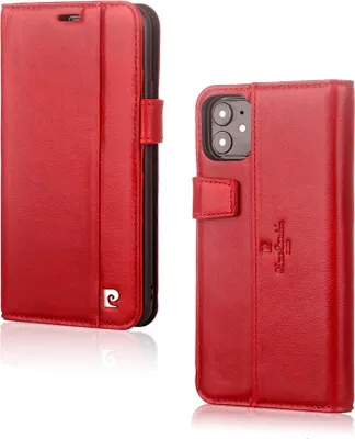 Zdjęcie produktu dla Etui Pierre Cardin w kolorze czerwonym do iPhone'a 12 Mini – etui typu book – prawdziwa skóra