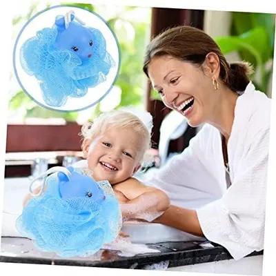 Produktbild von Luffa-Duschball für Kinder mit Tiermotiv, Peeling-Badeschwamm zur Körperreinigung, schnell trocknend und platzsparend