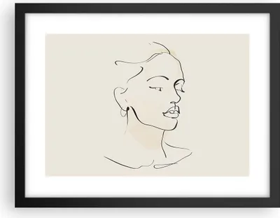 Produktbild von Gerahmtes Poster - Schwarzer Rahmen - Frau Zeichnung Linie - 40x30 cm - Wand Bild - Wanddeko - Wandbilder - Kunstposter - Wandposter - Bilderrahmen - Bilder - Kunstdruck - P2BAA40x30-5046