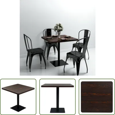 Obrázek produktu pro The Living Store Bistro stůl z MDF a oceli čtvercový 80×80×75 cm tmavý jasan
